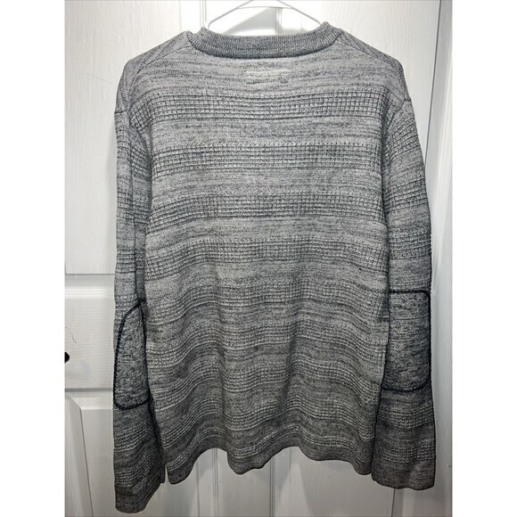 Carbon 2 Cobalt Striped Elbow Patch Gray Textured Sweater‎ Men Size Large - Picture 2 of 9
